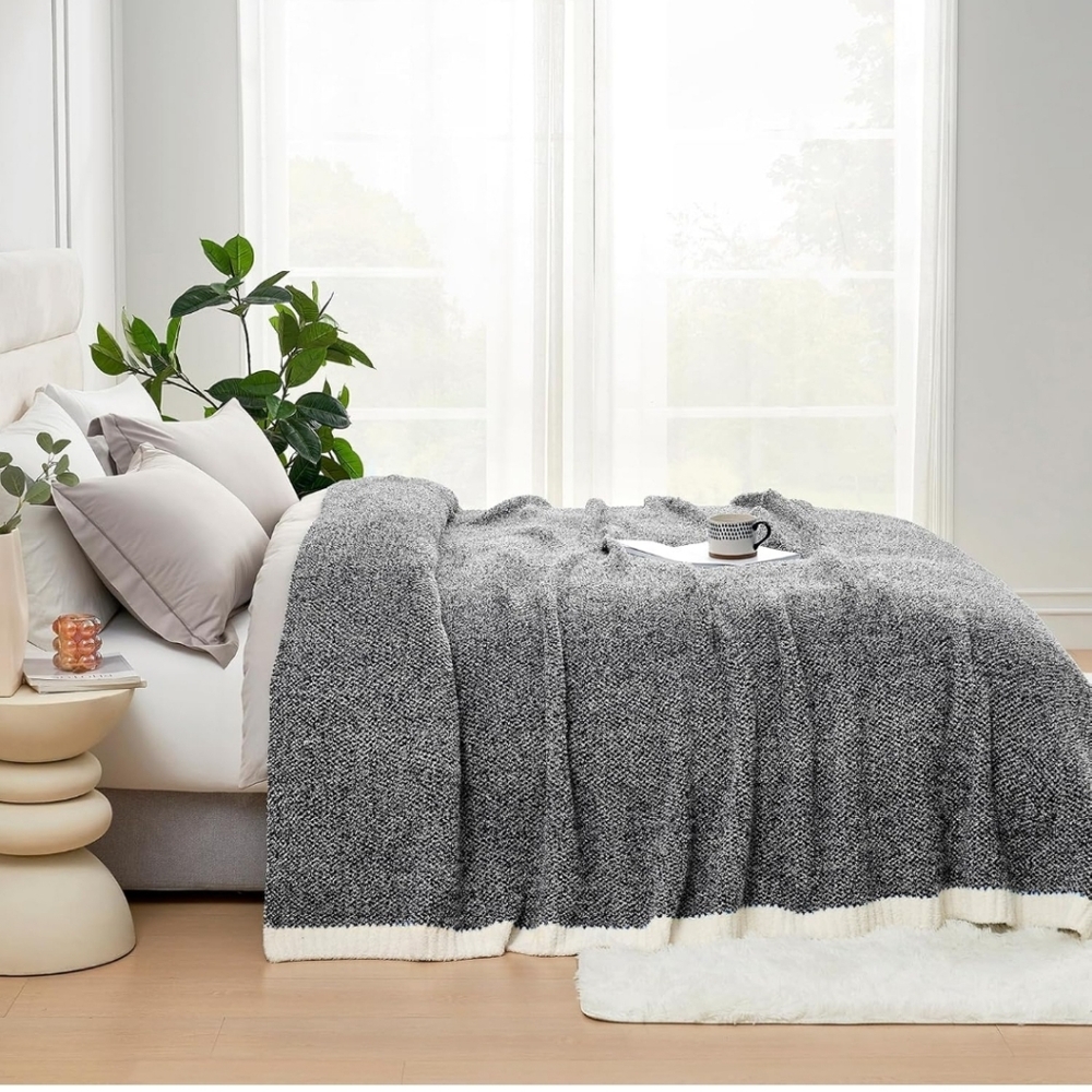 Snuggle Sac Heather Black  Blanket Twin Size, Reversible Super Soft 60X80 Inches - Picture 4 of 9